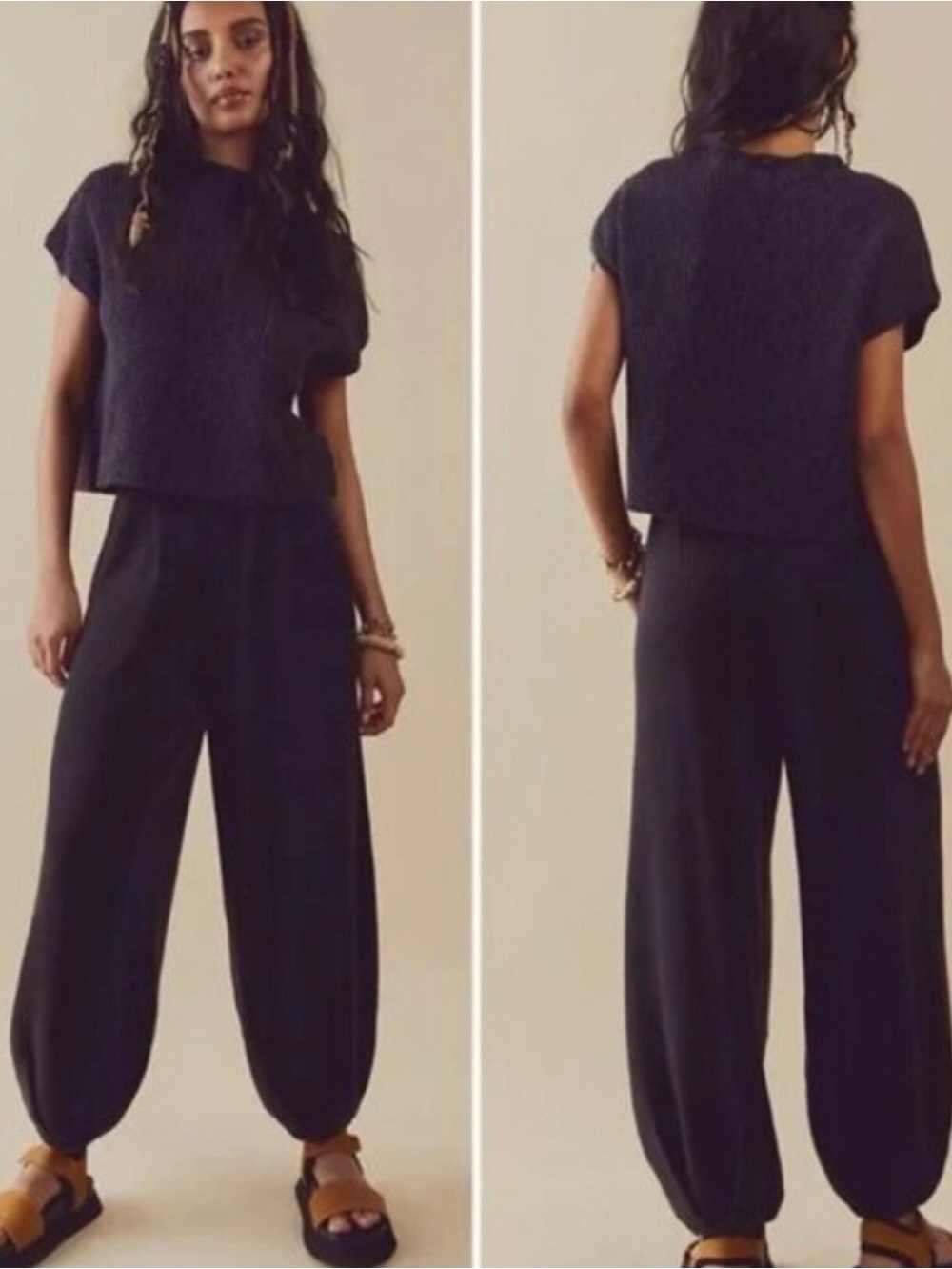 FP Beach Free People Size X-Small Black Freya Pants Boho Balloon Leg Pockets